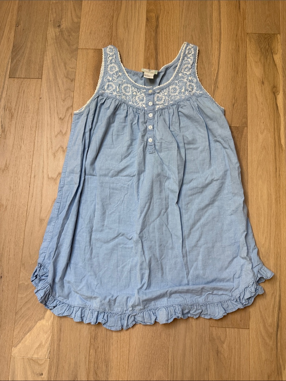 Cottagecore Dainty Feminine 100% Cotton Nights Embroidered Sleeveless Nightgown - Picture 2 of 6